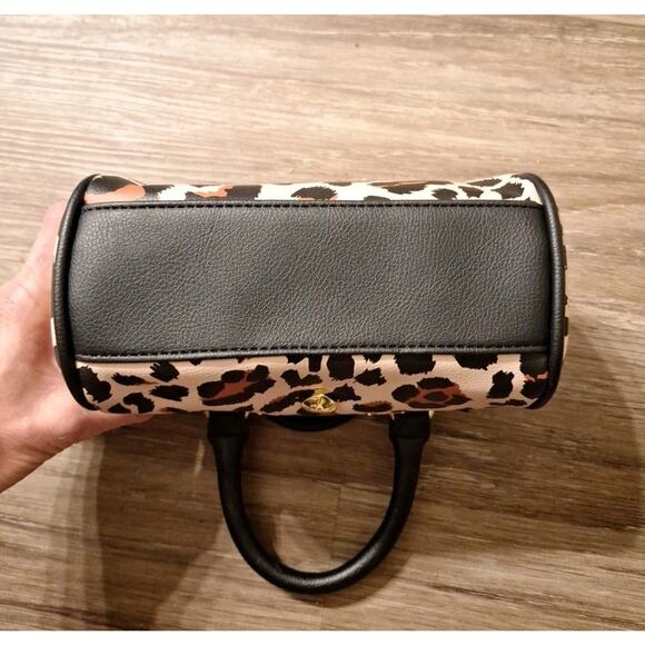 Betsey Johnson Leopard Print Satchel with Black Accents - Picture 3 of 11